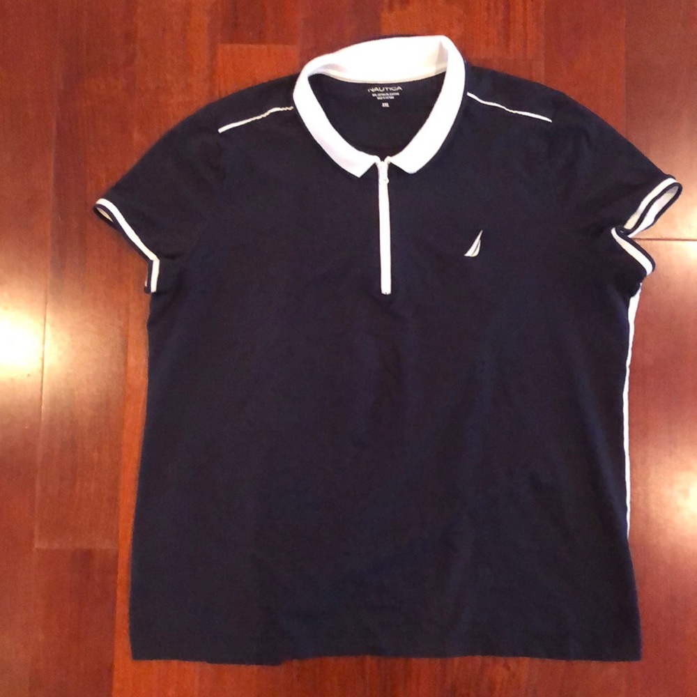 Boys Nautica shirt in navy short sleeve polo